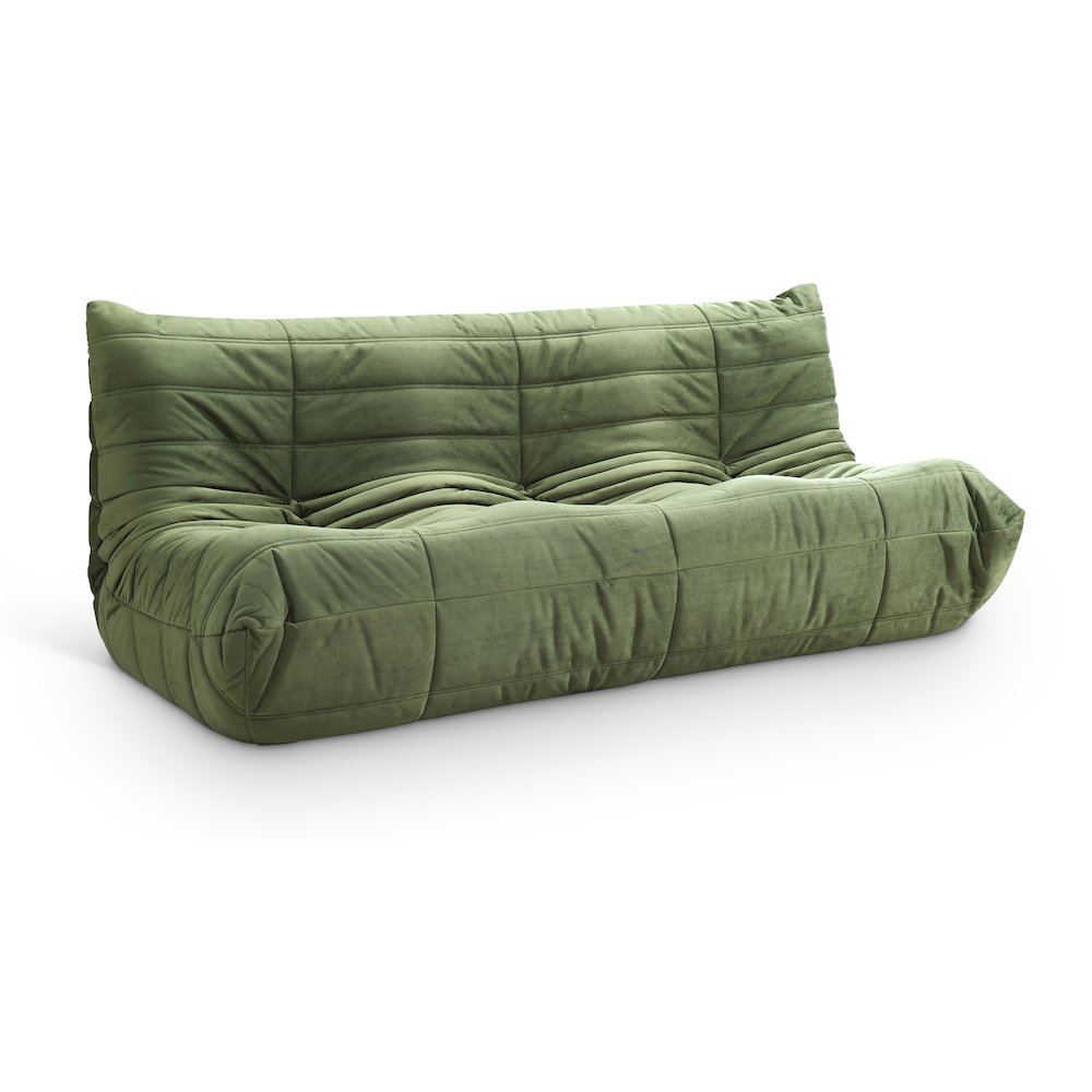 Relax 77.75" Green Velvet Upholstered Sofa. Picture 1