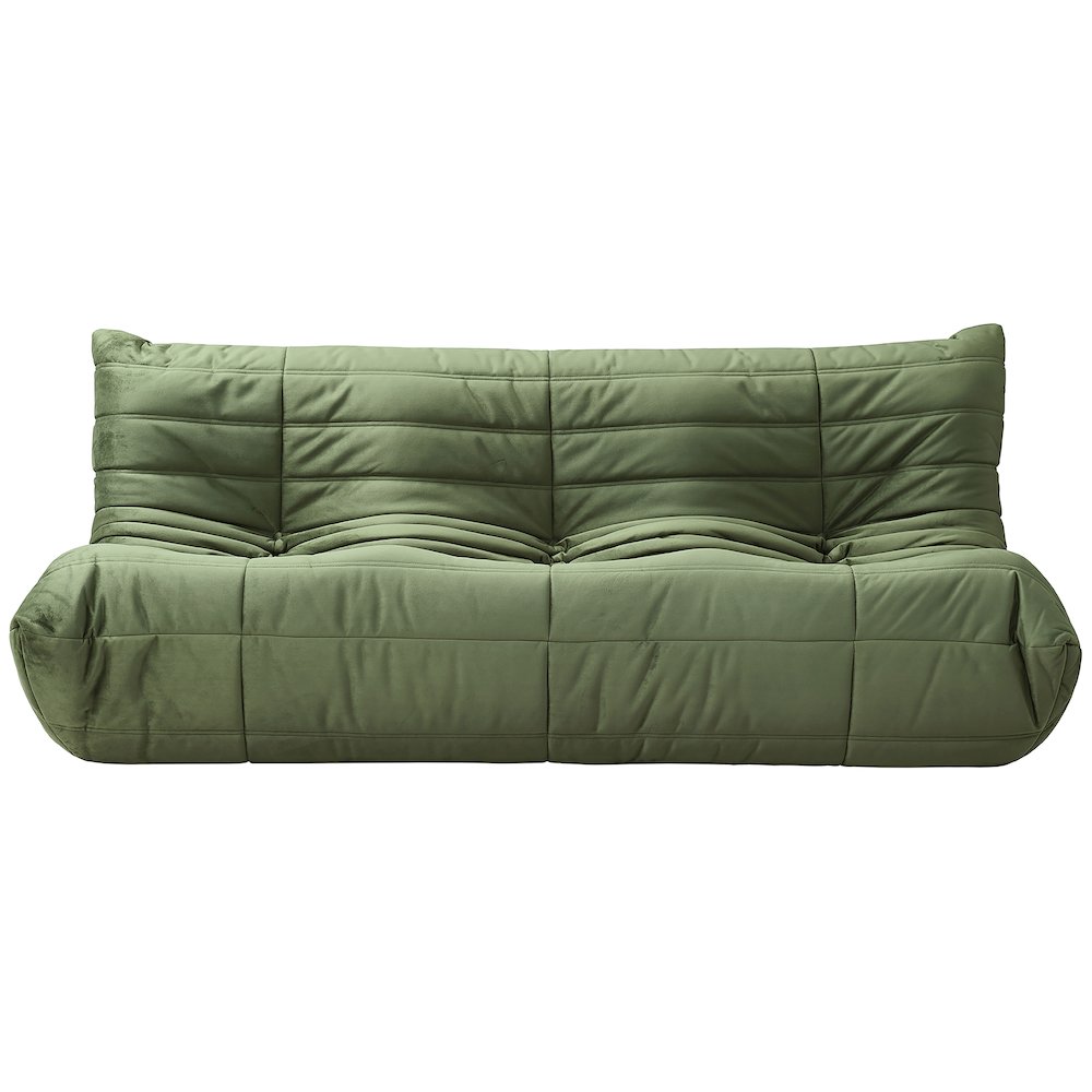 Relax 77.75" Green Velvet Upholstered Sofa. Picture 2