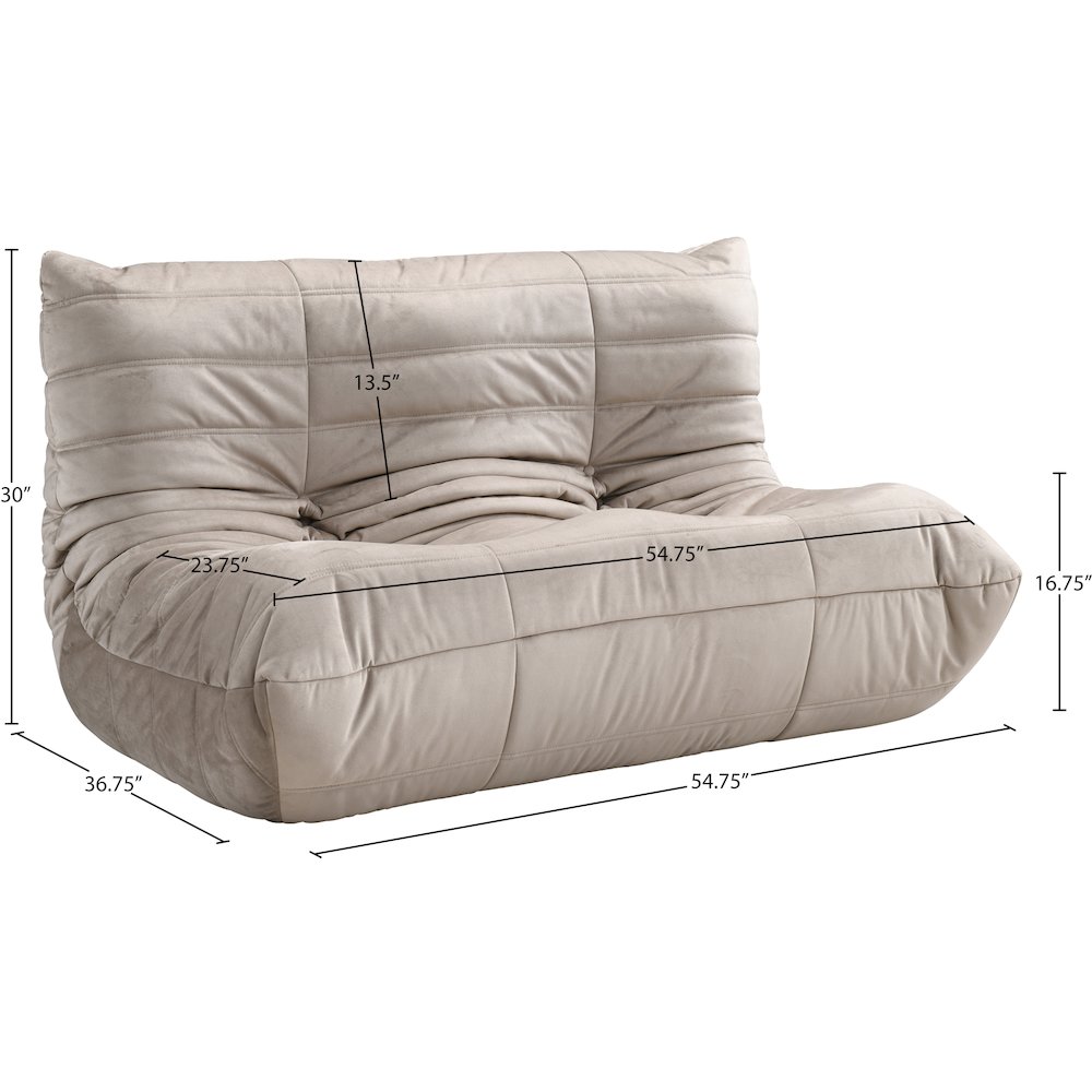 Relax 54.75" Taupe Velvet Upholstered Loveseat. Picture 9