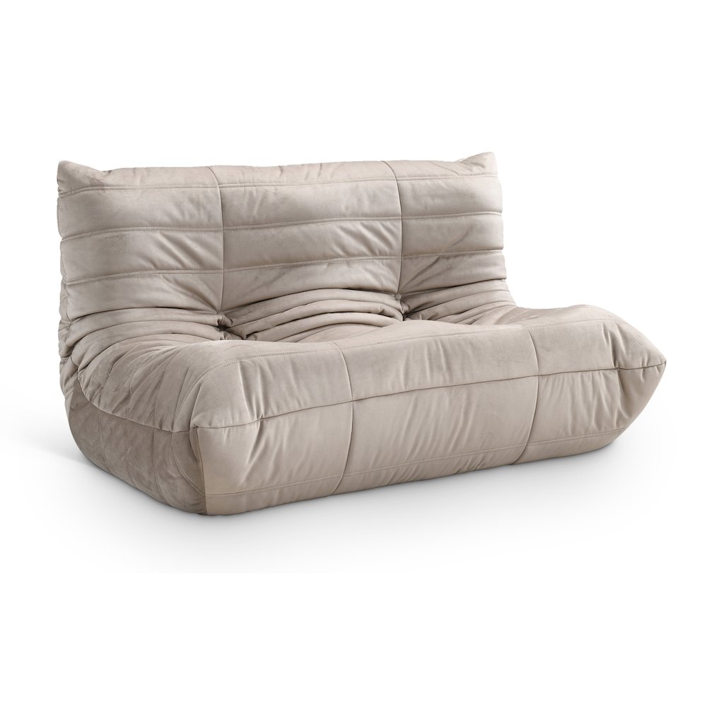Relax 54.75" Taupe Velvet Upholstered Loveseat. Picture 1