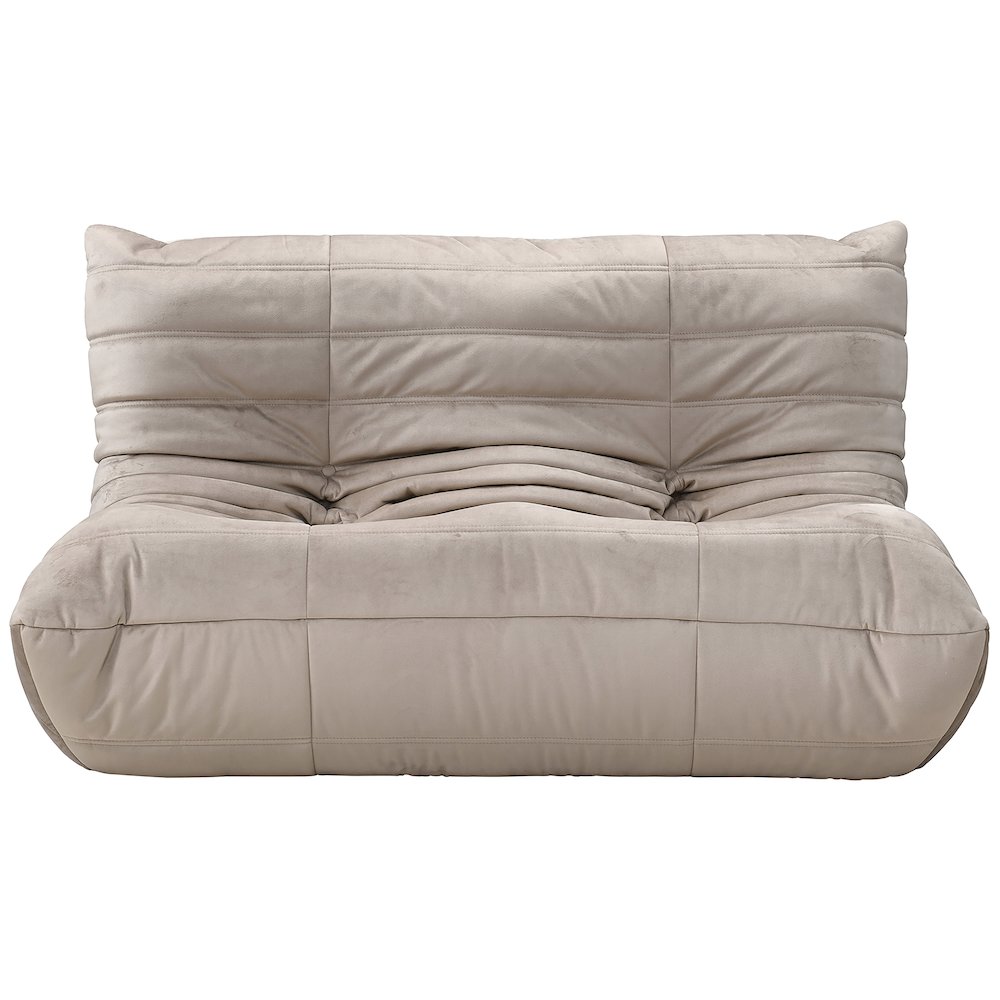 Relax 54.75" Taupe Velvet Upholstered Loveseat. Picture 2