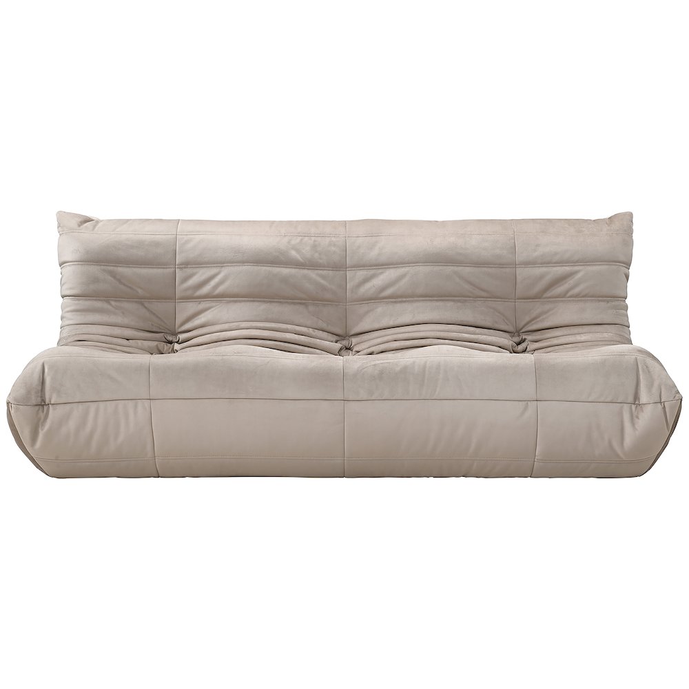 Relax 77.75" Taupe Velvet Upholstered Sofa. Picture 2