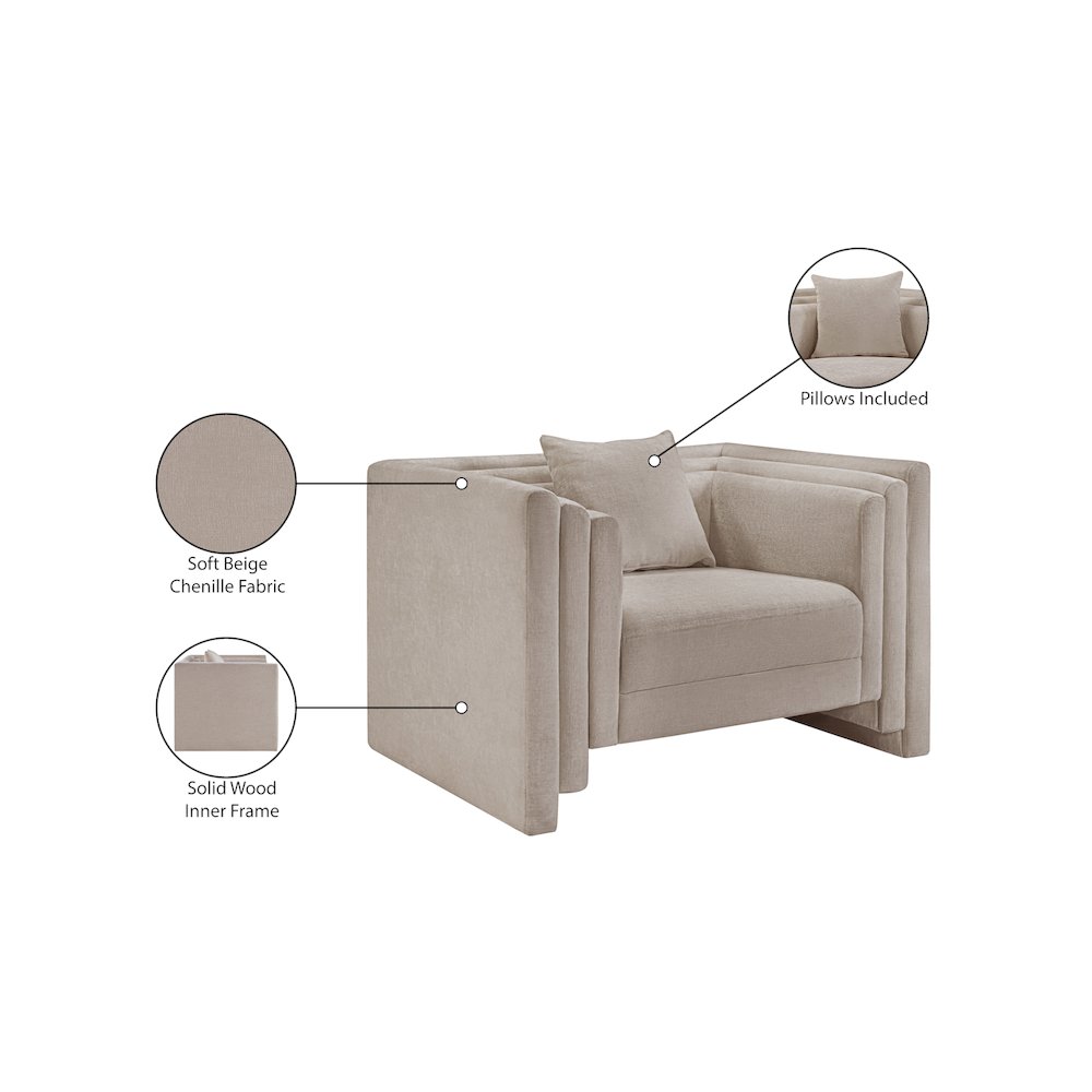Everett Beige Chenille Fabric Chair. Picture 12