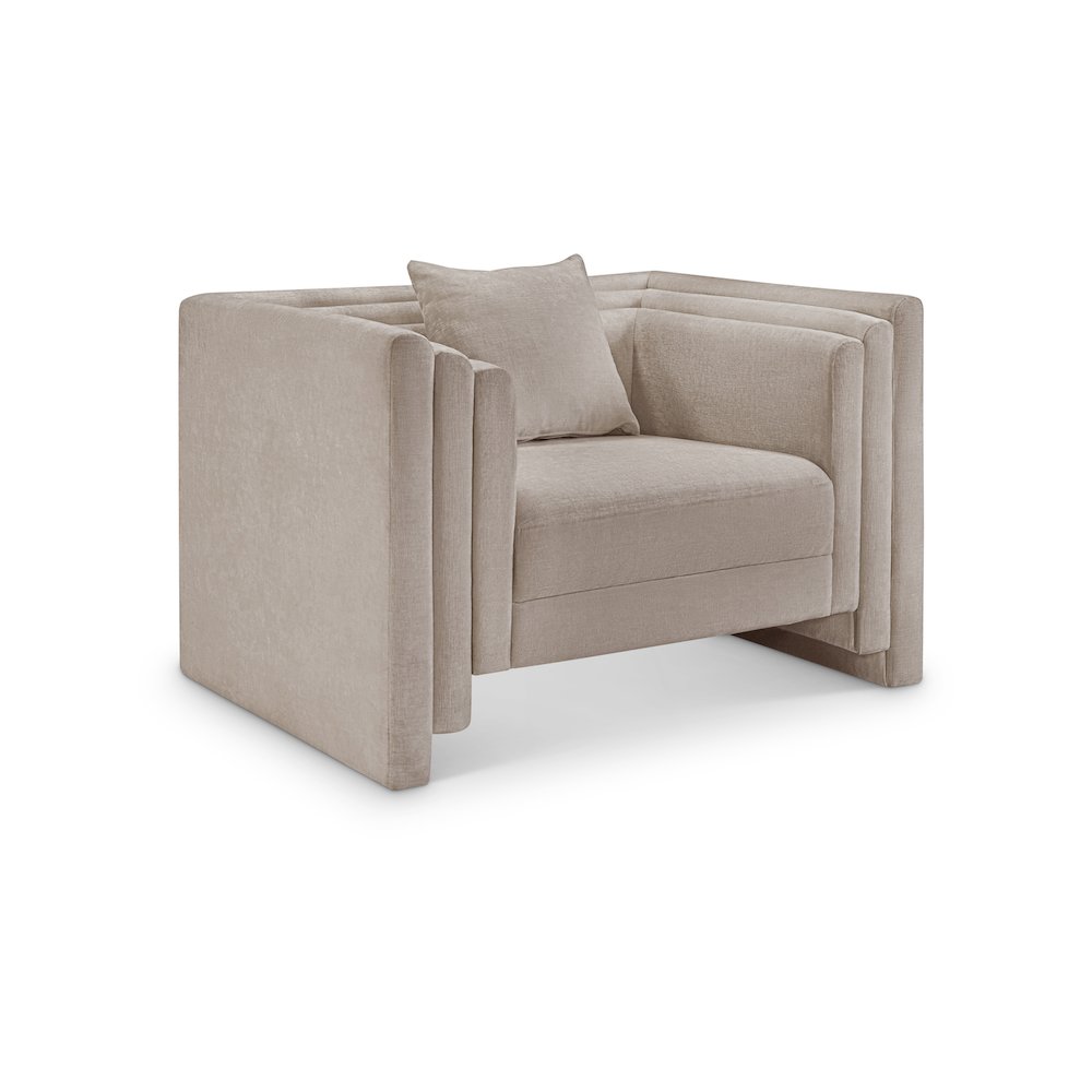 Everett Beige Chenille Fabric Chair. Picture 1