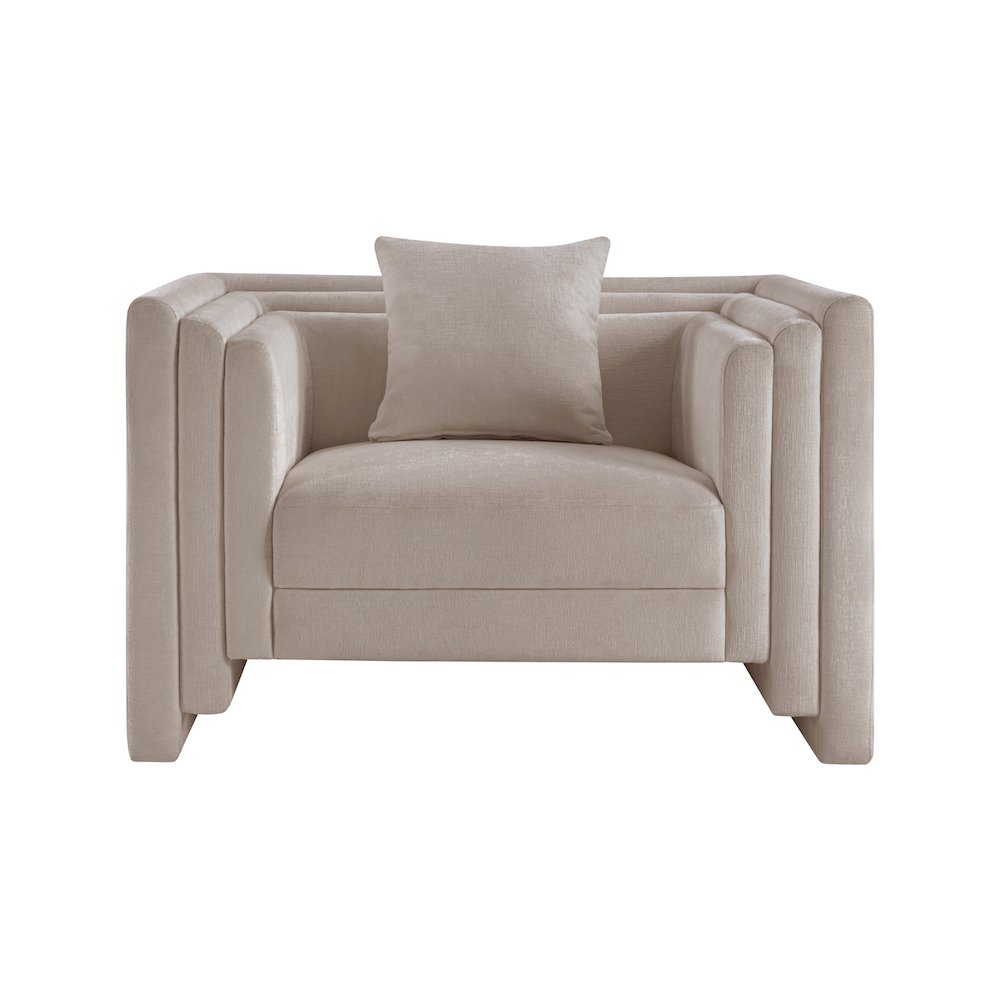 Everett Beige Chenille Fabric Chair. Picture 2