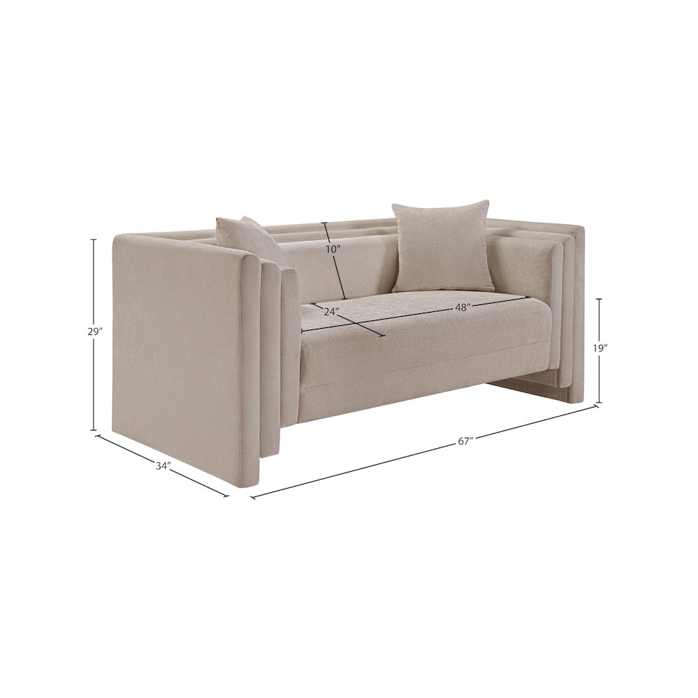 Everett Beige Chenille Fabric Loveseat. Picture 12