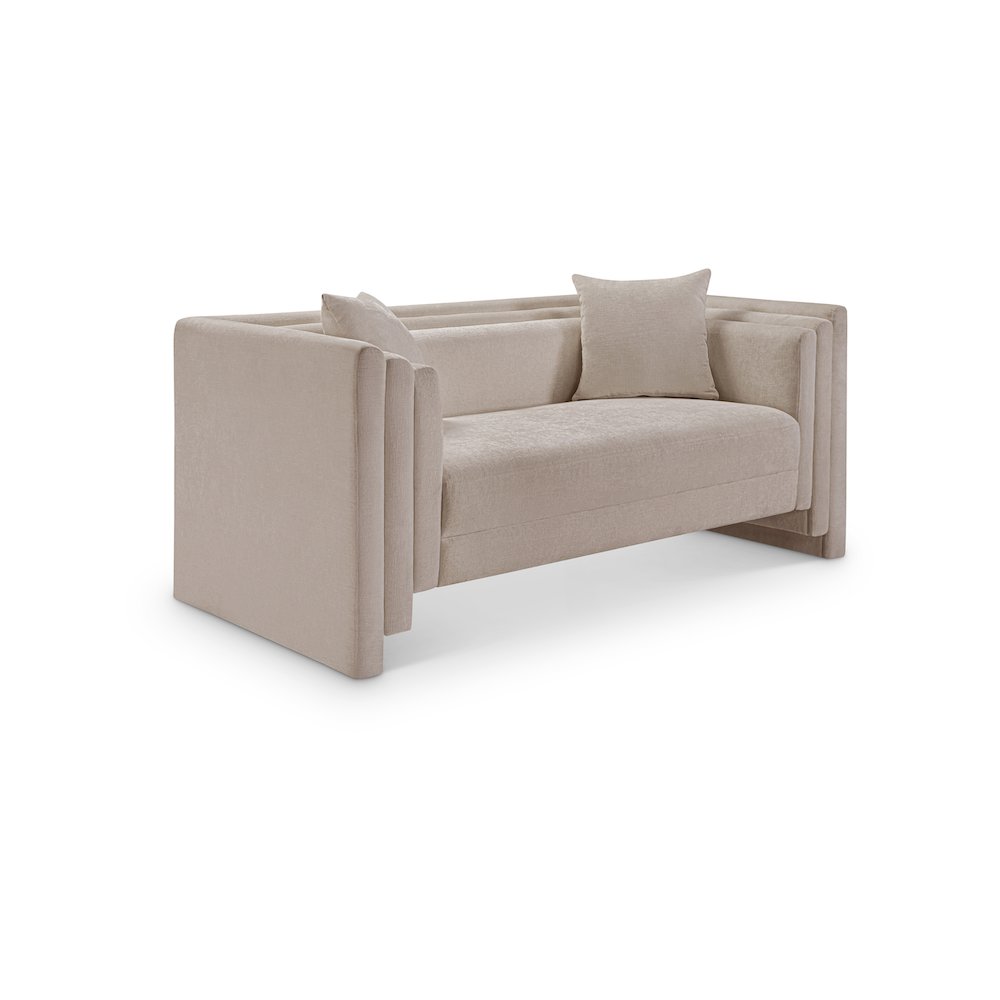 Everett Beige Chenille Fabric Loveseat. Picture 1