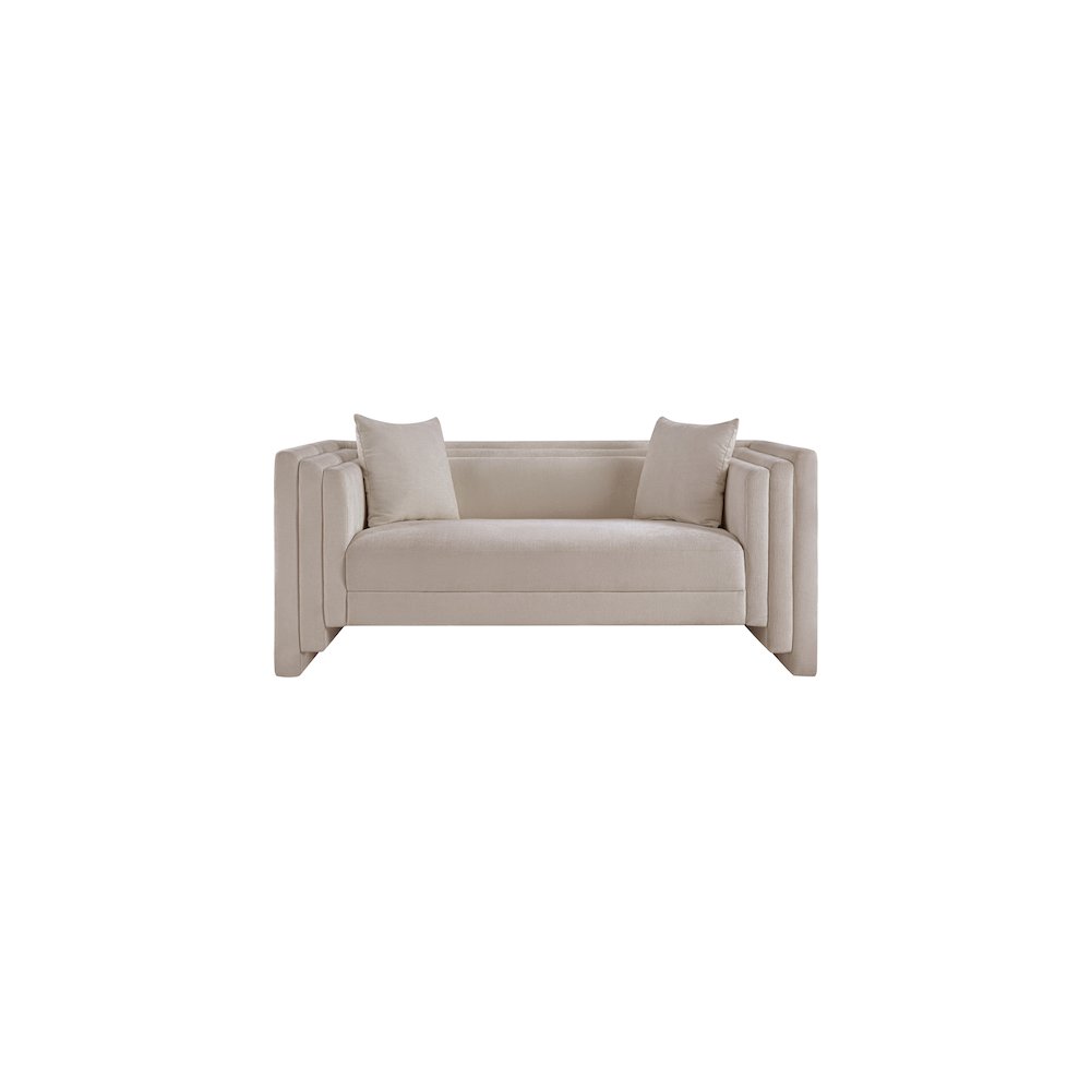 Everett Beige Chenille Fabric Loveseat. Picture 2