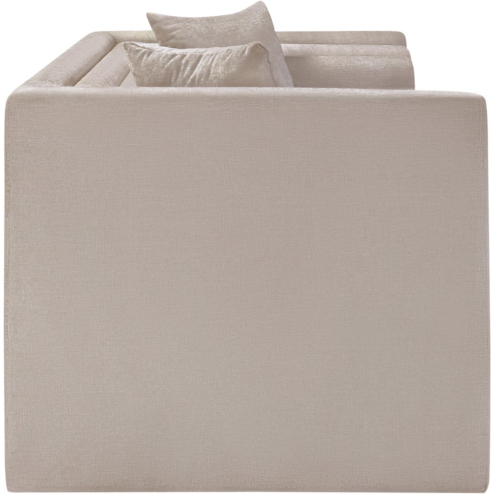 Everett Beige Chenille Fabric Loveseat. Picture 3