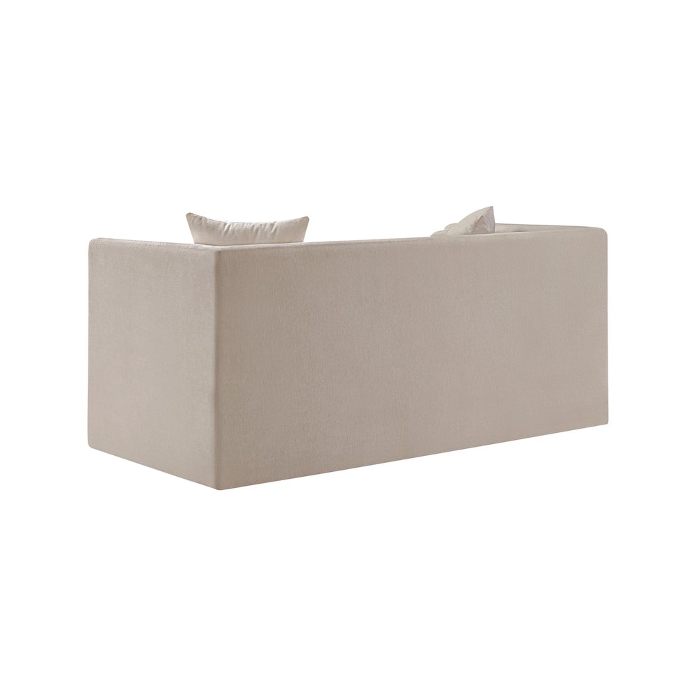 Everett Beige Chenille Fabric Loveseat. Picture 6