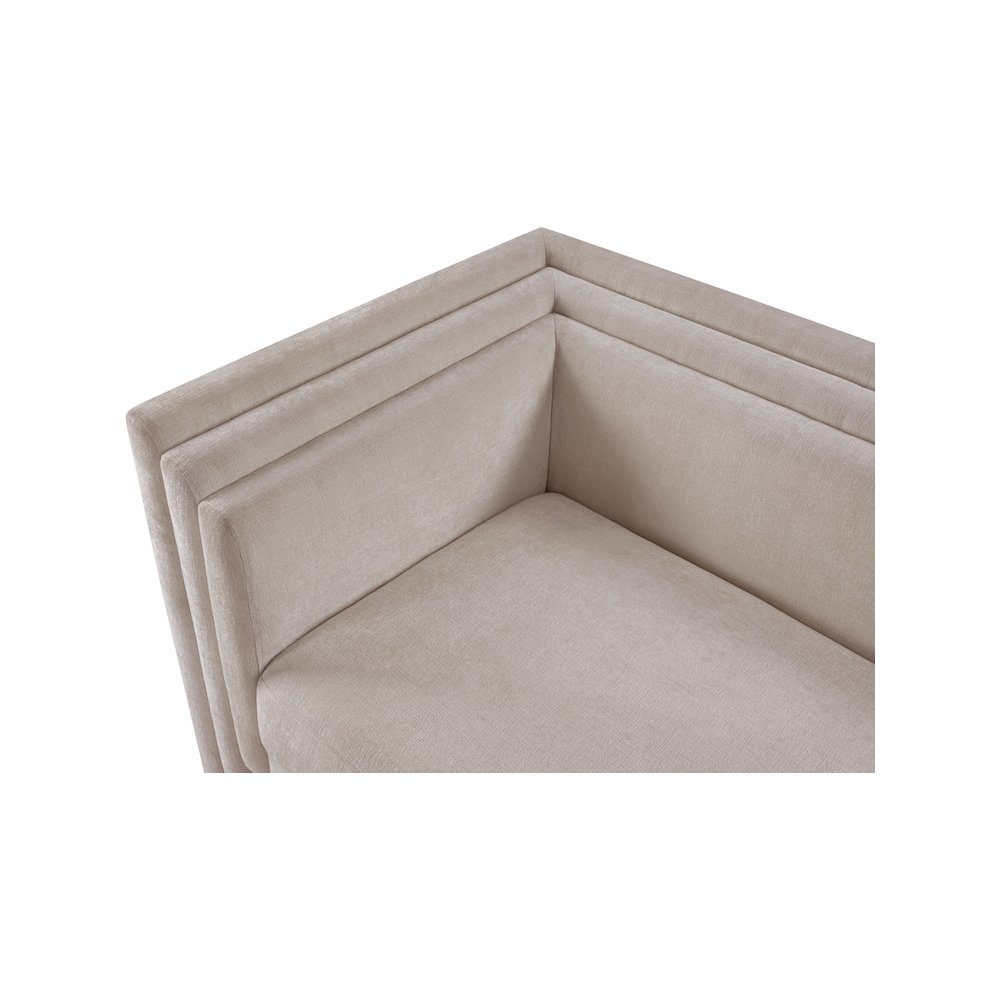 Everett Beige Chenille Fabric Loveseat. Picture 7