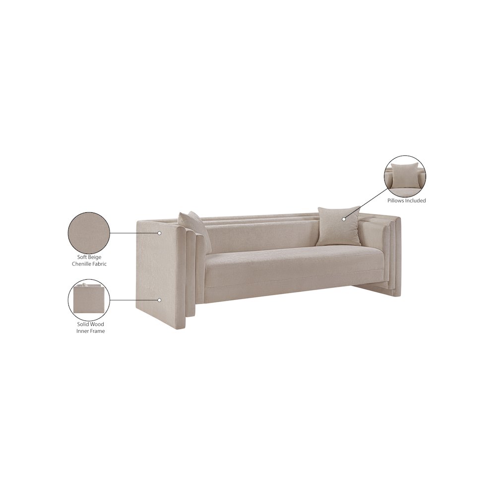 Everett Beige Chenille Fabric Sofa. Picture 14