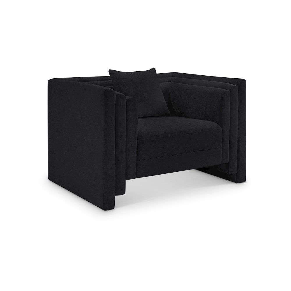 Everett Black Chenille Fabric Chair. Picture 1