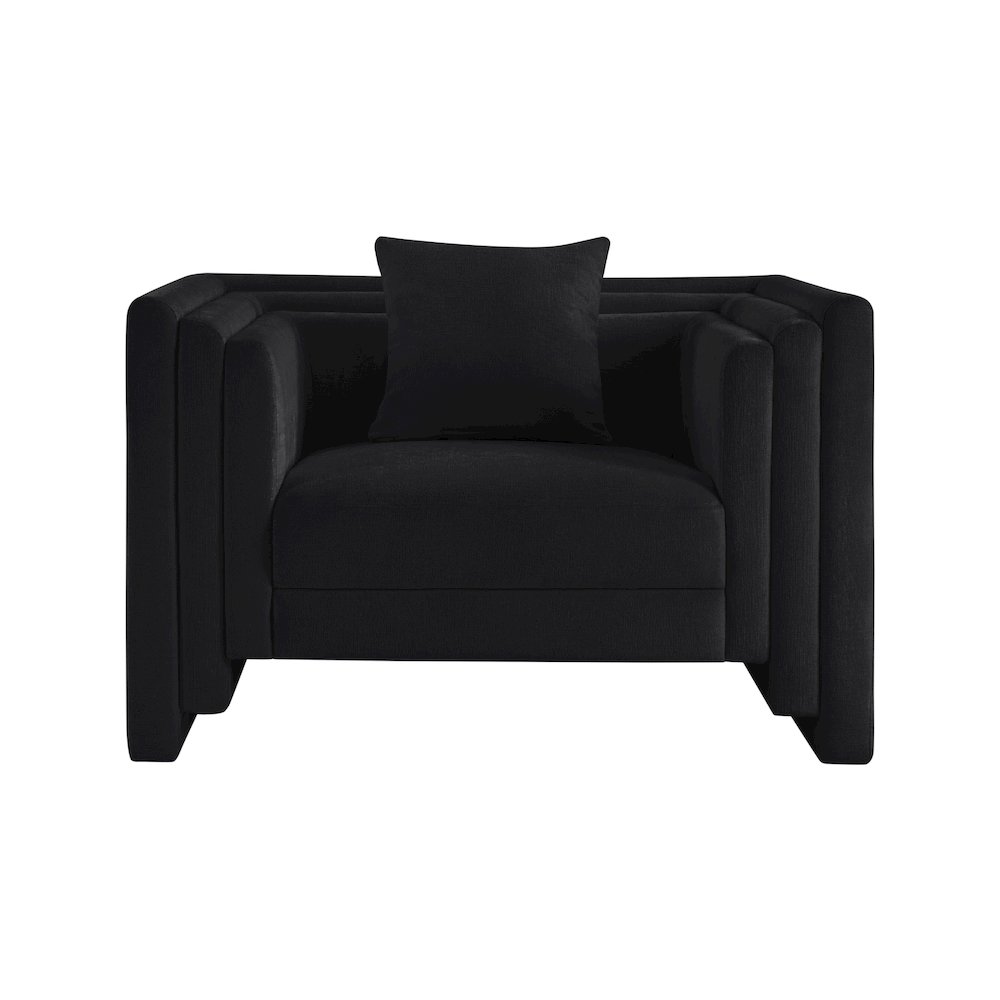 Everett Black Chenille Fabric Chair. Picture 2