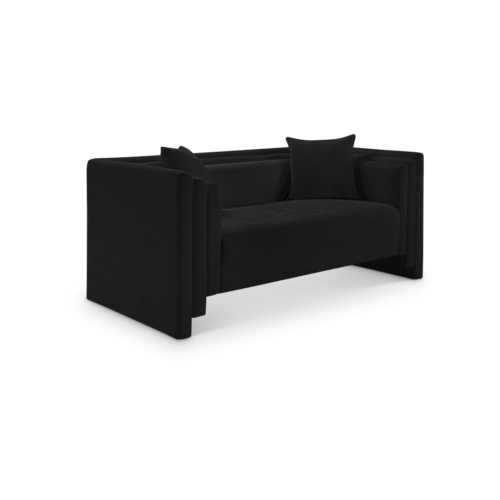Everett Black Chenille Fabric Loveseat. Picture 1