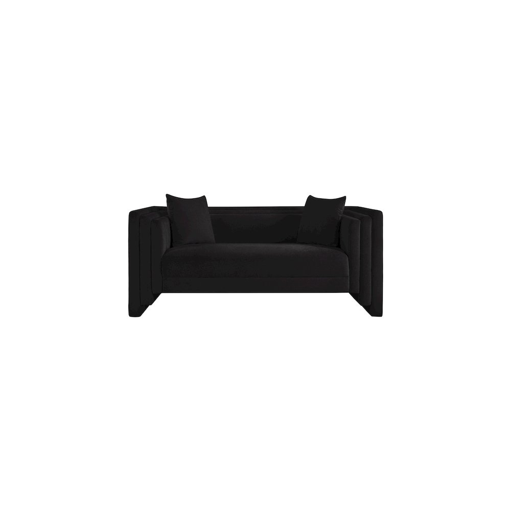 Everett Black Chenille Fabric Loveseat. Picture 2