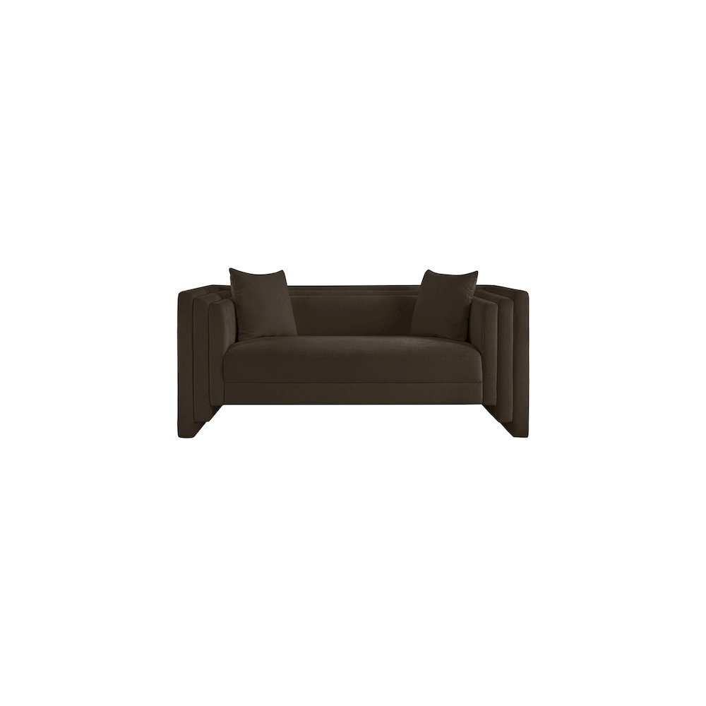 Everett Brown Chenille Fabric Loveseat. Picture 2