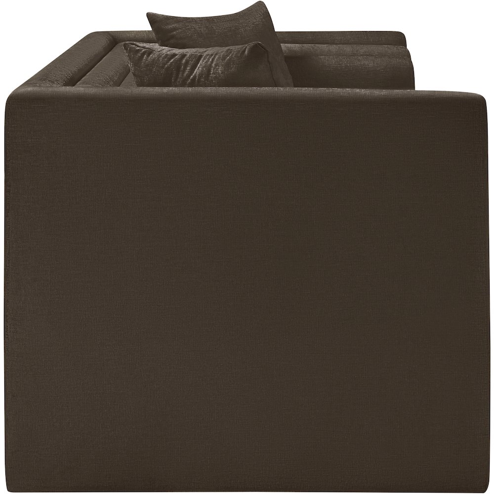 Everett Brown Chenille Fabric Loveseat. Picture 3