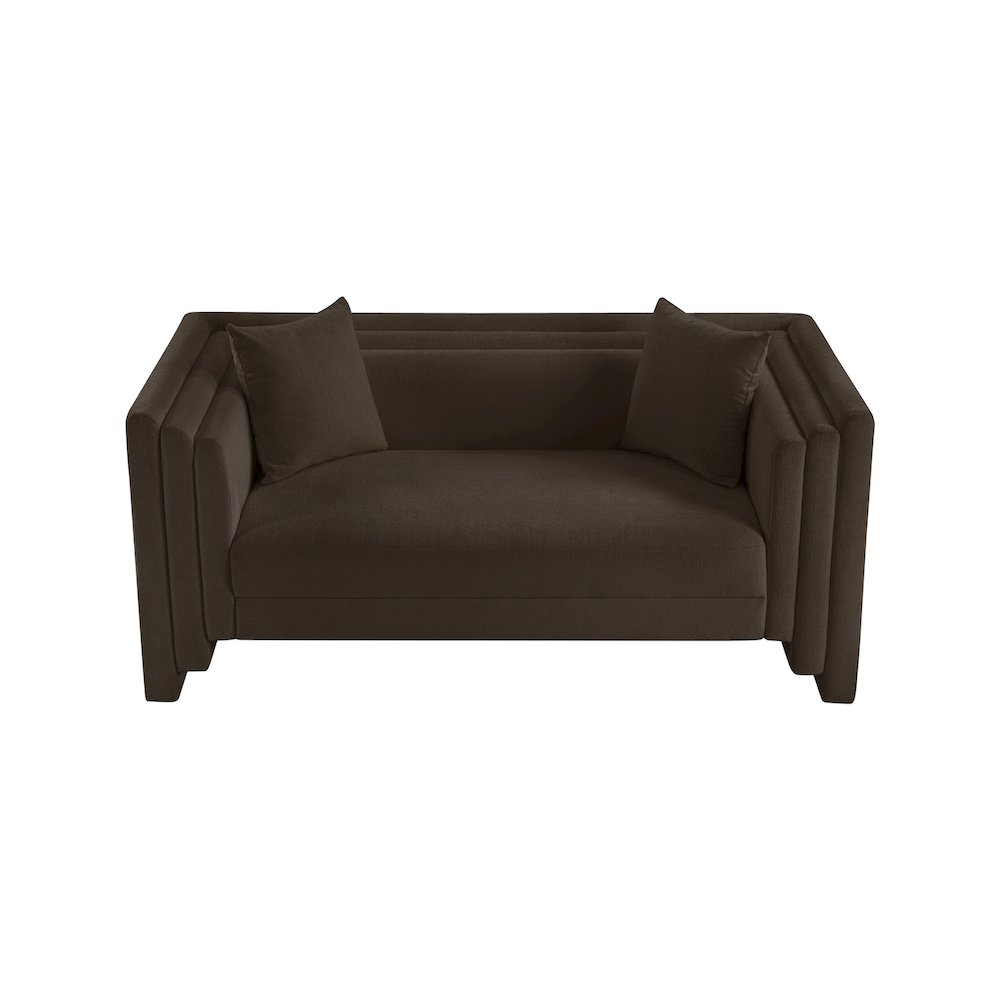Everett Brown Chenille Fabric Loveseat. Picture 5