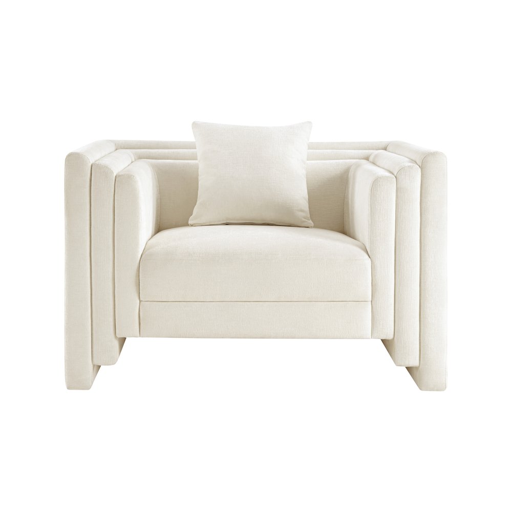 Everett Cream Chenille Fabric Chair. Picture 2