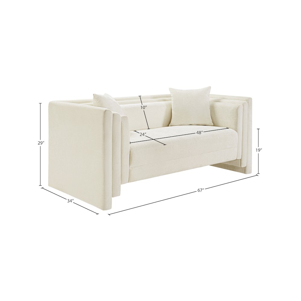 Everett Cream Chenille Fabric Loveseat. Picture 12