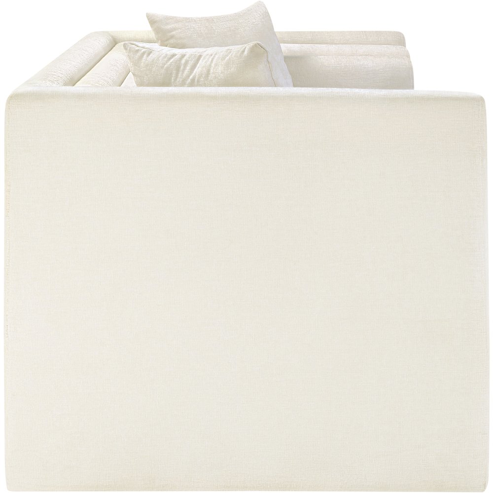 Everett Cream Chenille Fabric Loveseat. Picture 3