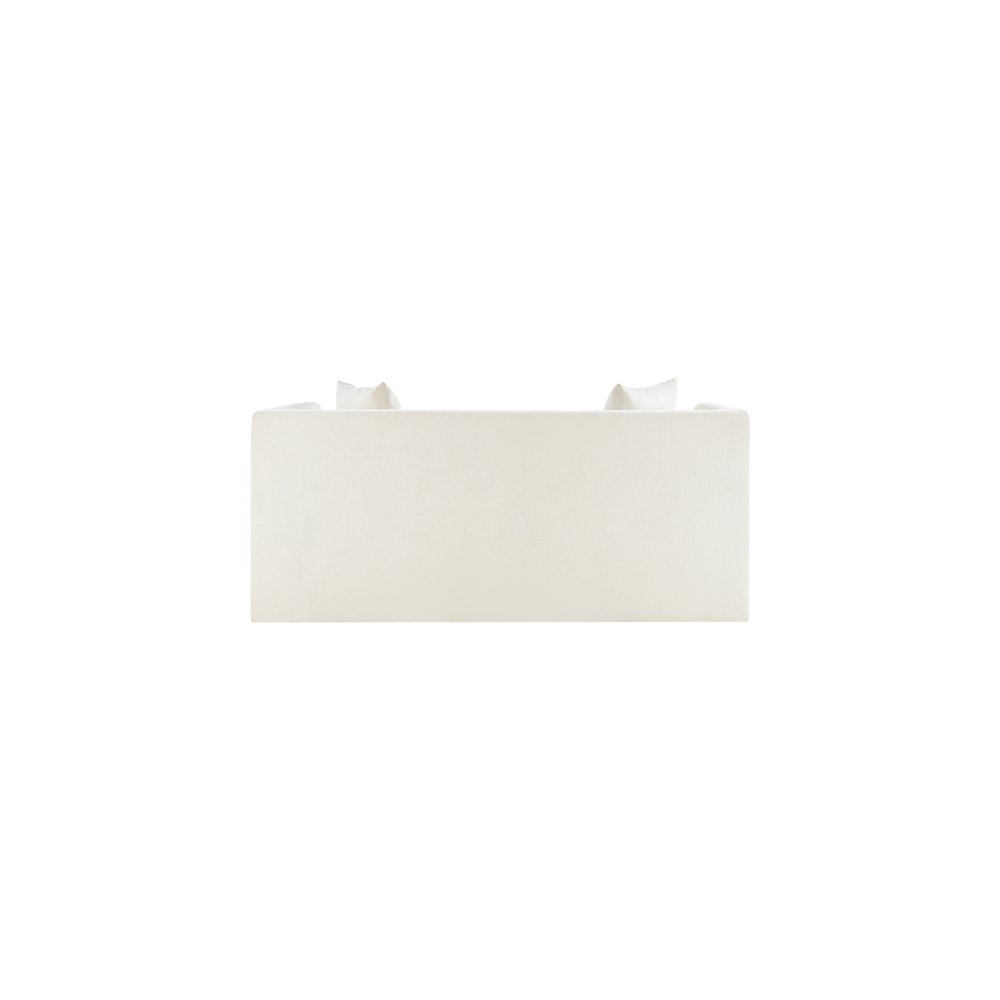 Everett Cream Chenille Fabric Loveseat. Picture 4