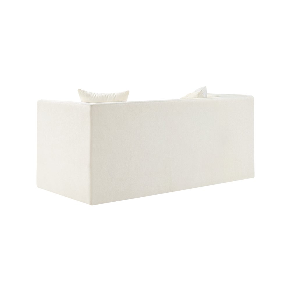 Everett Cream Chenille Fabric Loveseat. Picture 6