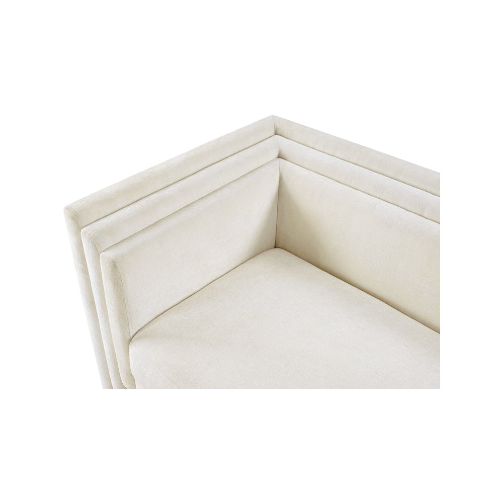 Everett Cream Chenille Fabric Loveseat. Picture 7
