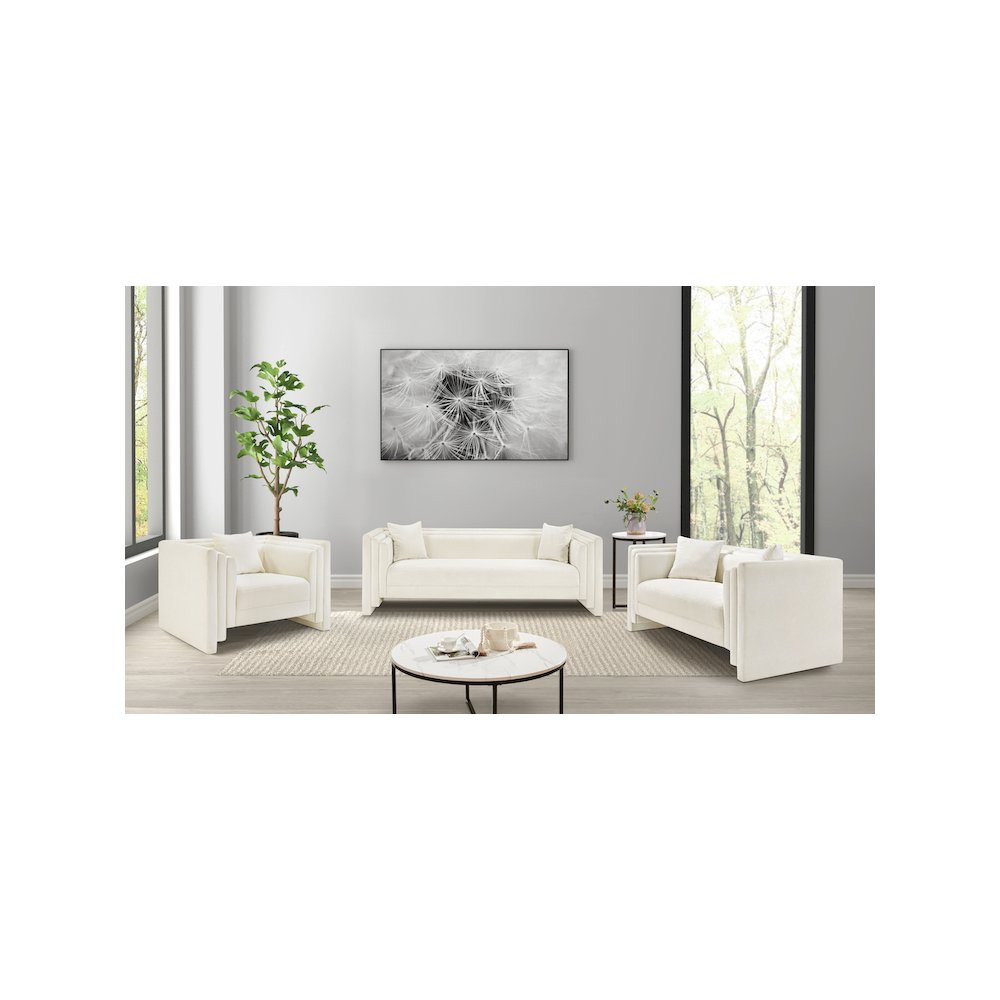 Everett Cream Chenille Fabric Sofa. Picture 12
