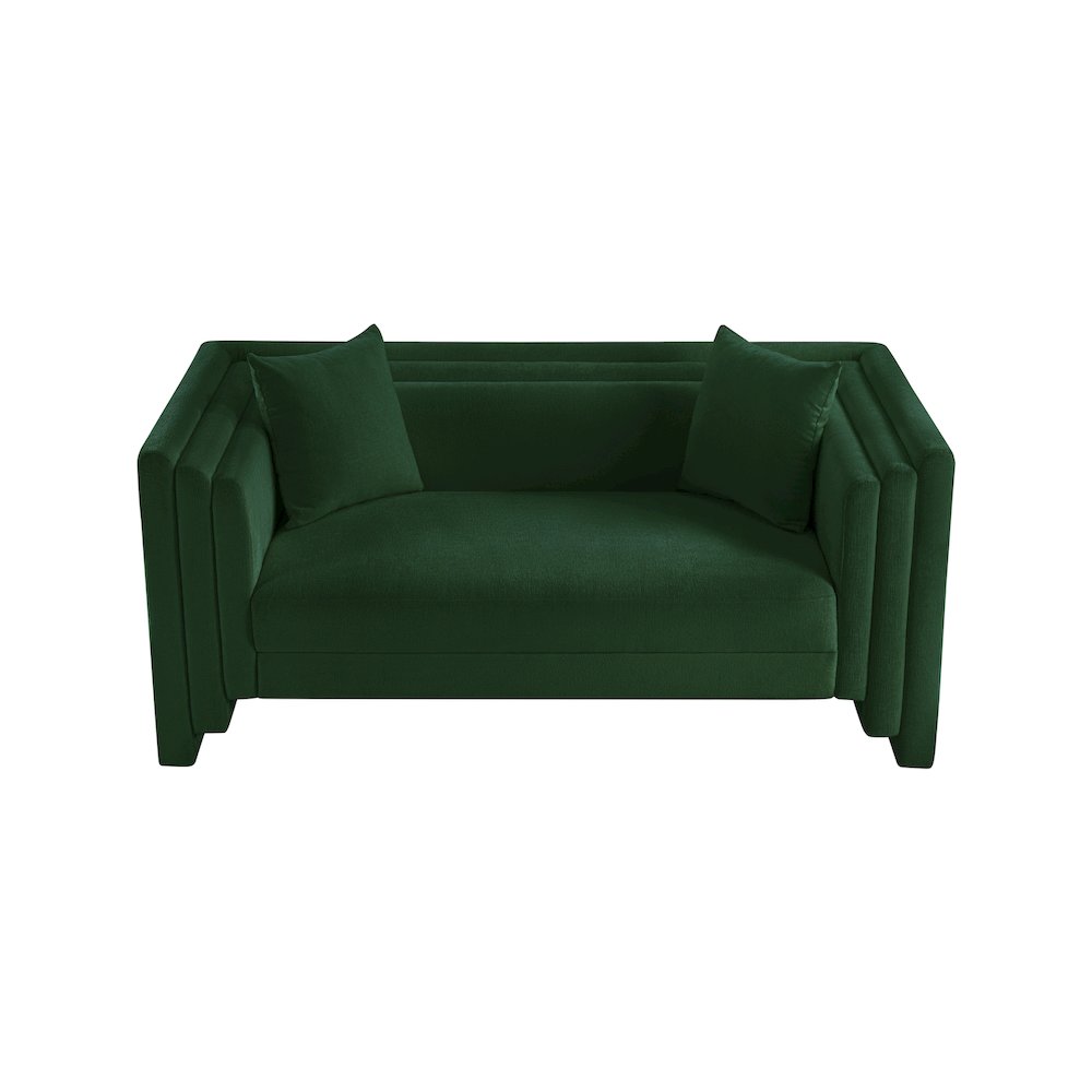 Everett Green Chenille Fabric Loveseat. Picture 5