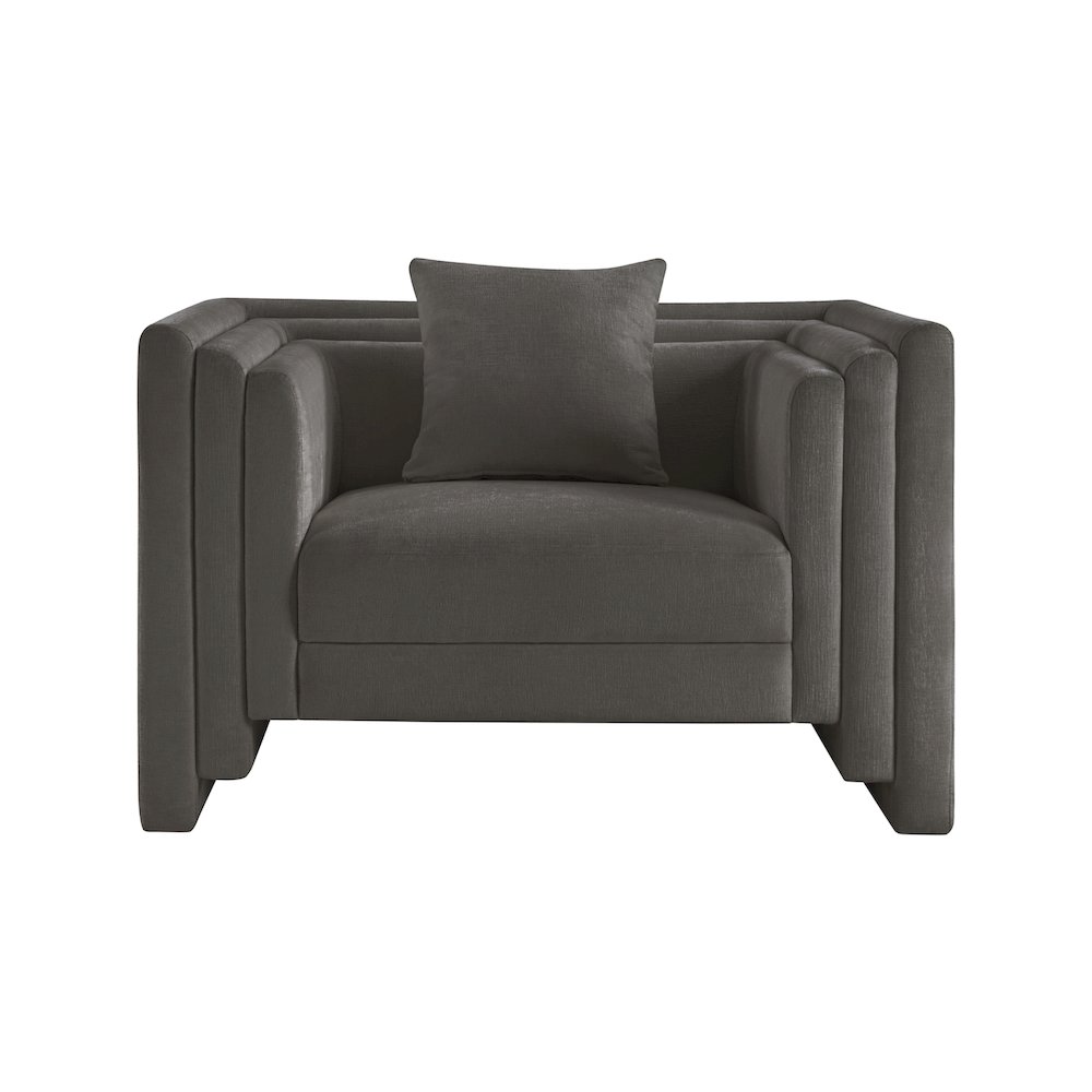 Everett Grey Chenille Fabric Chair. Picture 2