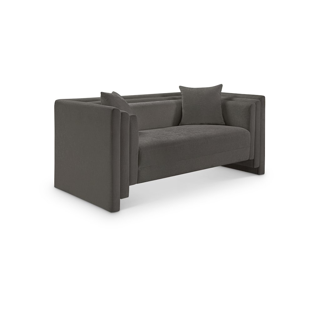 Everett Grey Chenille Fabric Loveseat. Picture 1