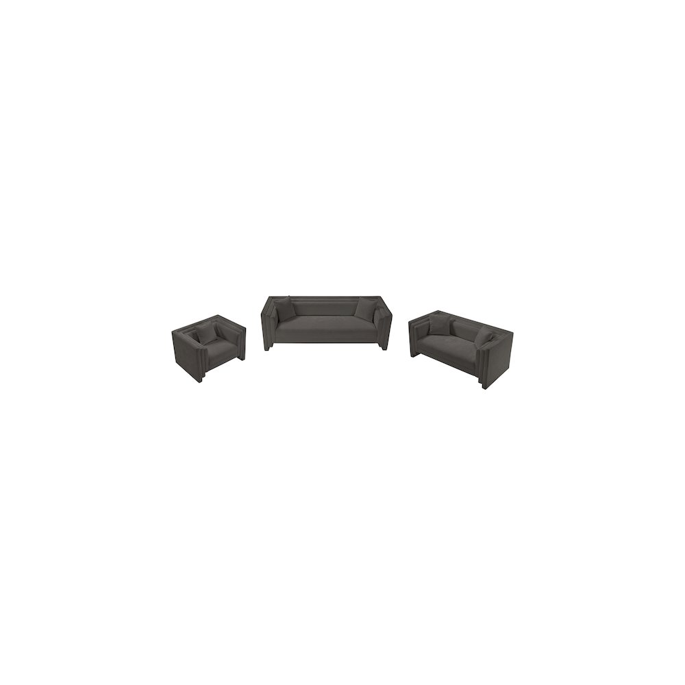 Everett Grey Chenille Fabric Loveseat. Picture 9