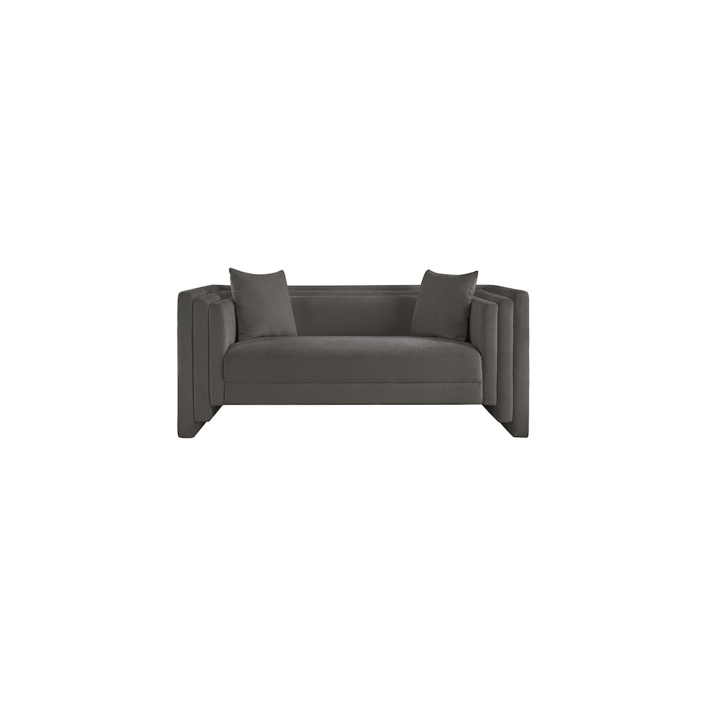 Everett Grey Chenille Fabric Loveseat. Picture 2
