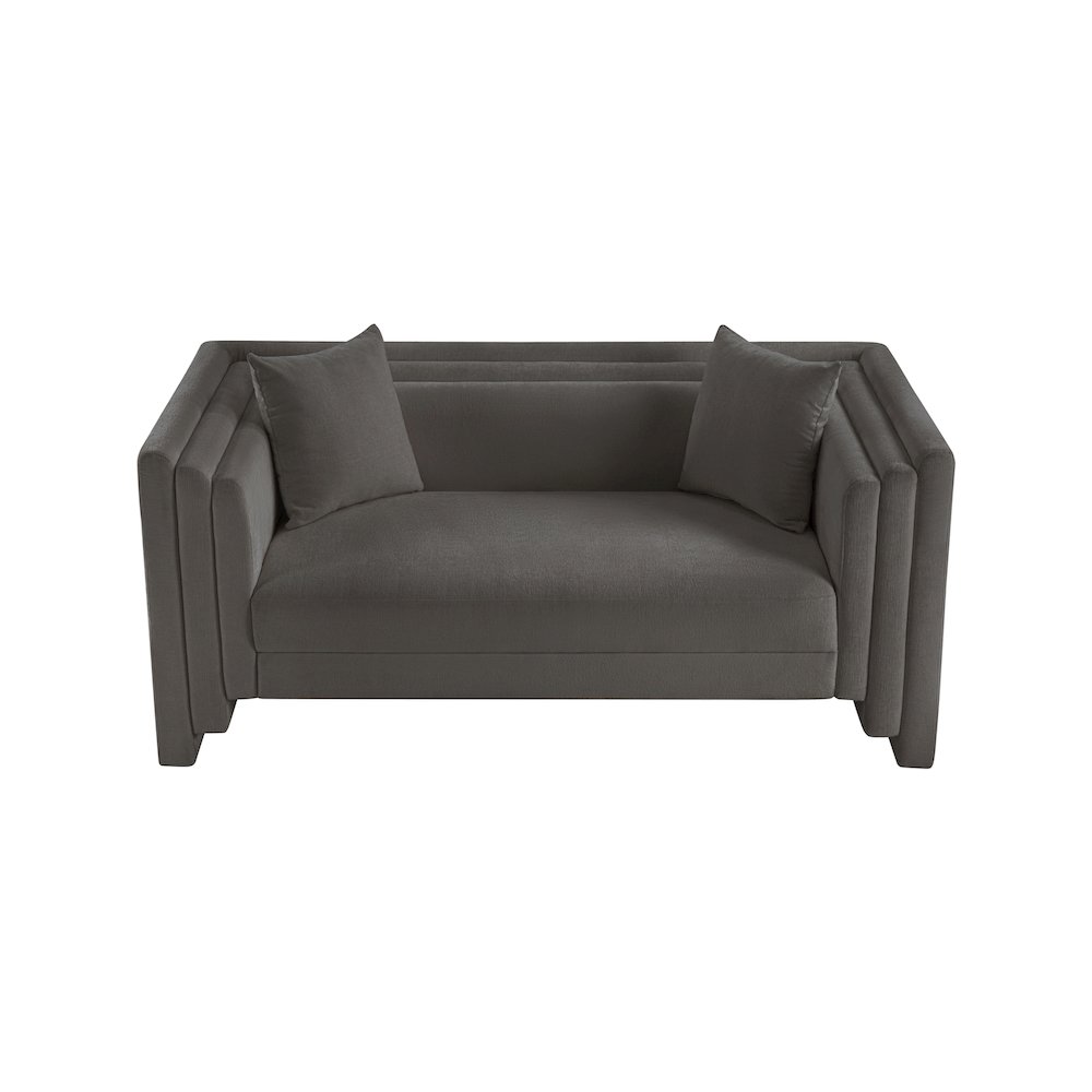 Everett Grey Chenille Fabric Loveseat. Picture 5