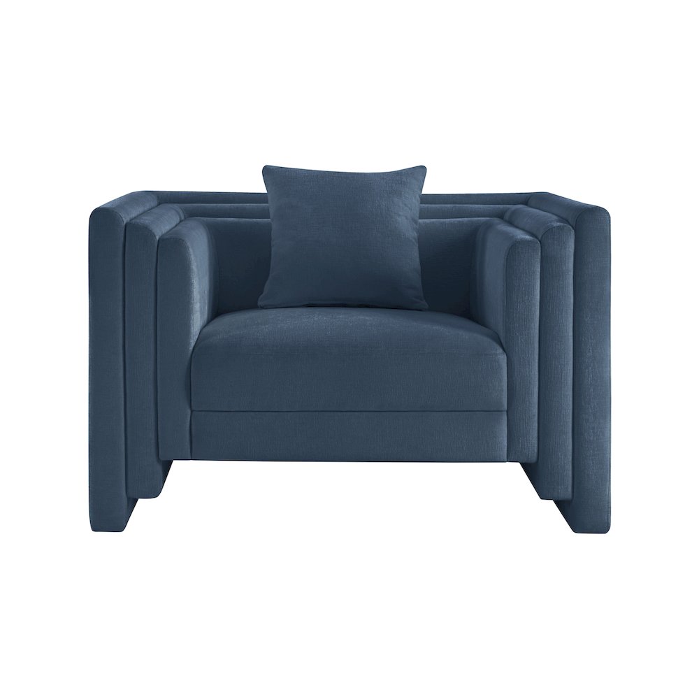 Everett Light Blue Chenille Fabric Chair. Picture 2
