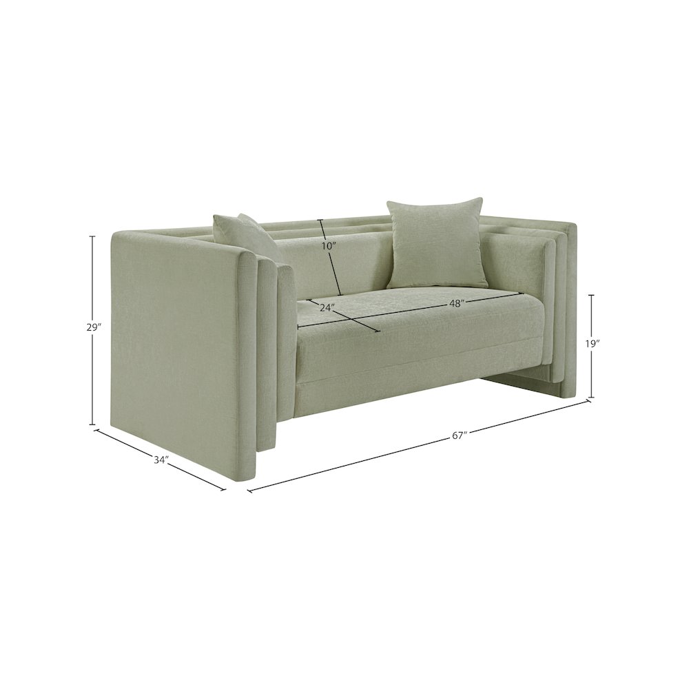 Everett Mint Chenille Fabric Loveseat. Picture 12