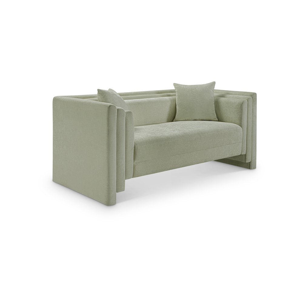 Everett Mint Chenille Fabric Loveseat. Picture 1