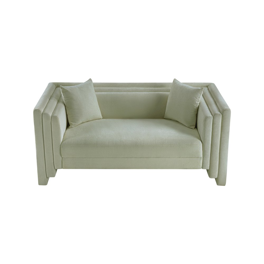 Everett Mint Chenille Fabric Loveseat. Picture 5