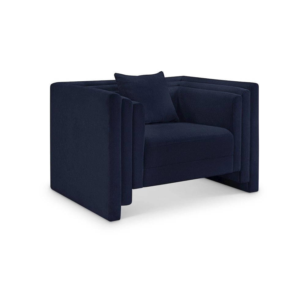 Everett Navy Chenille Fabric Chair. Picture 1