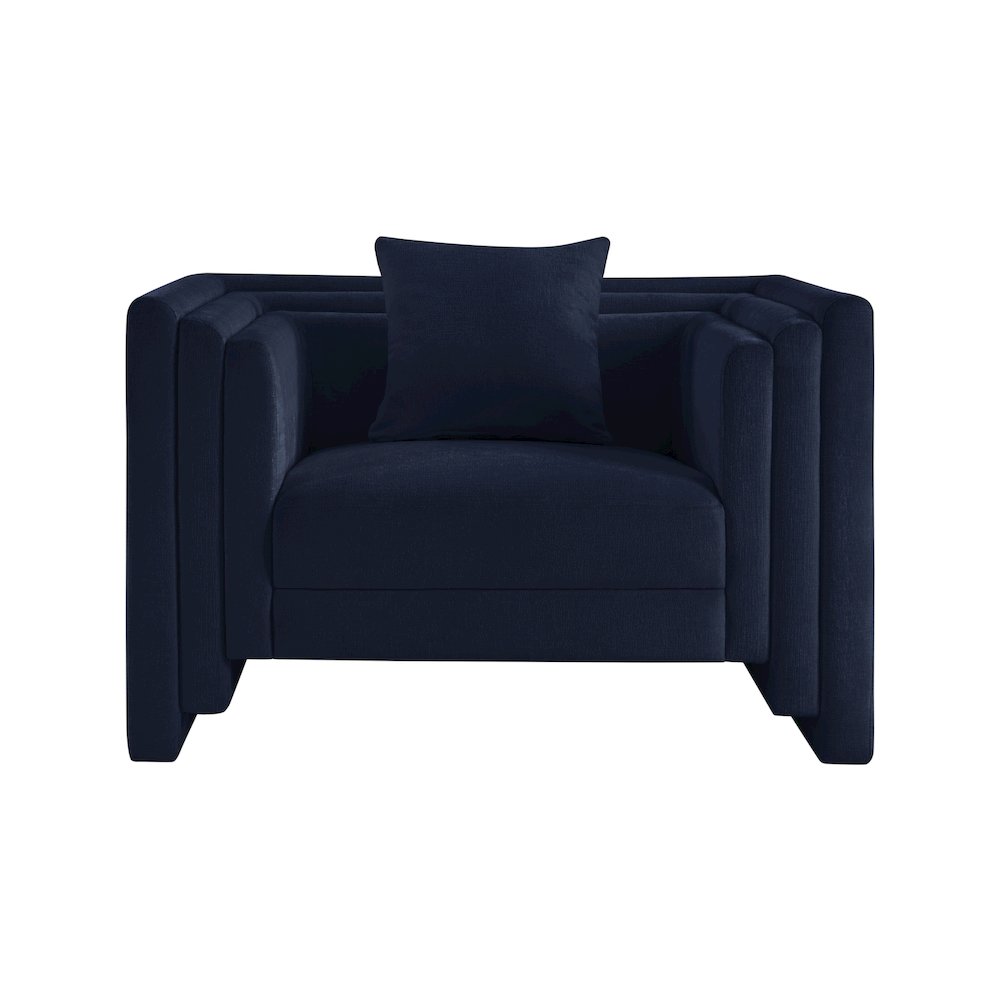 Everett Navy Chenille Fabric Chair. Picture 2