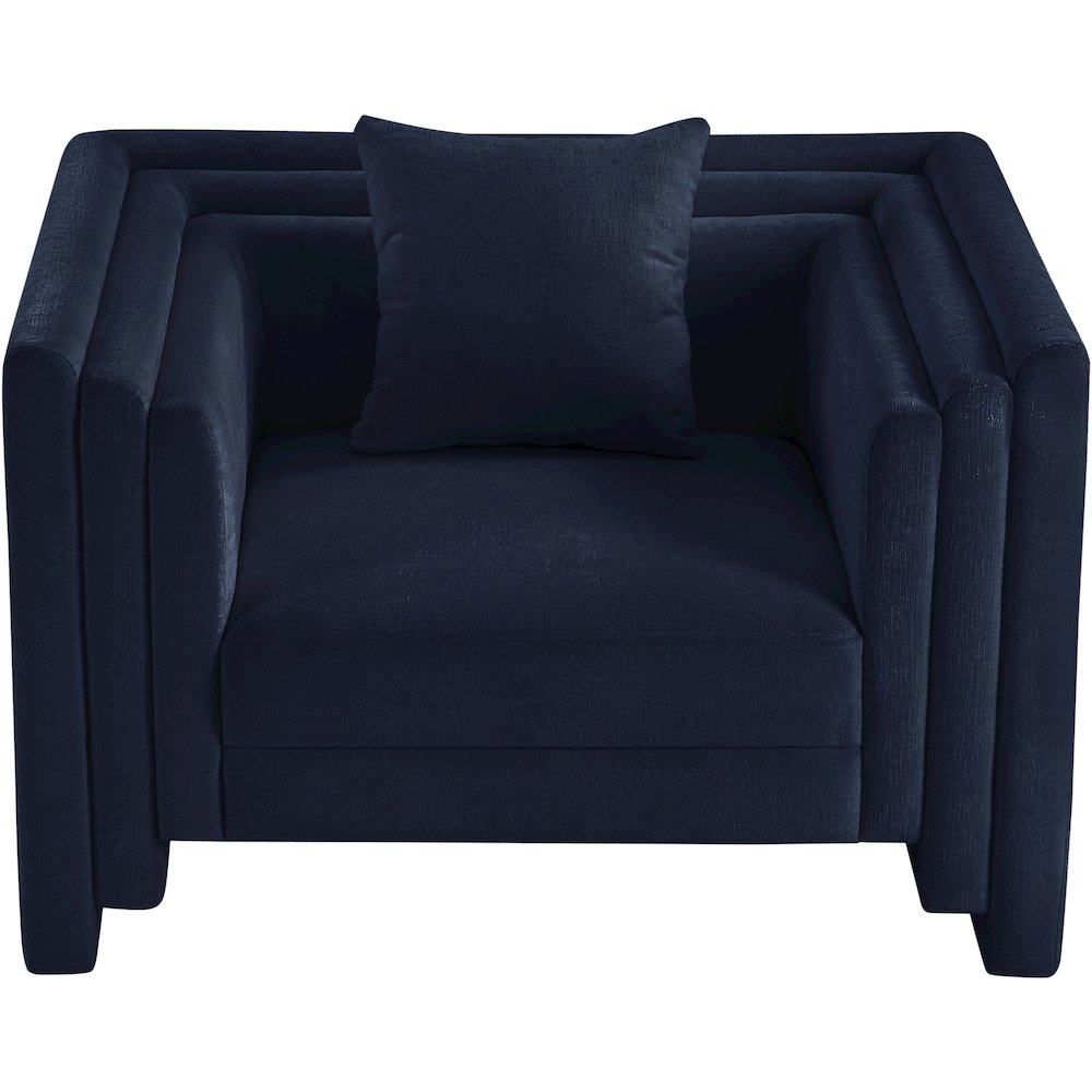 Everett Navy Chenille Fabric Chair. Picture 5