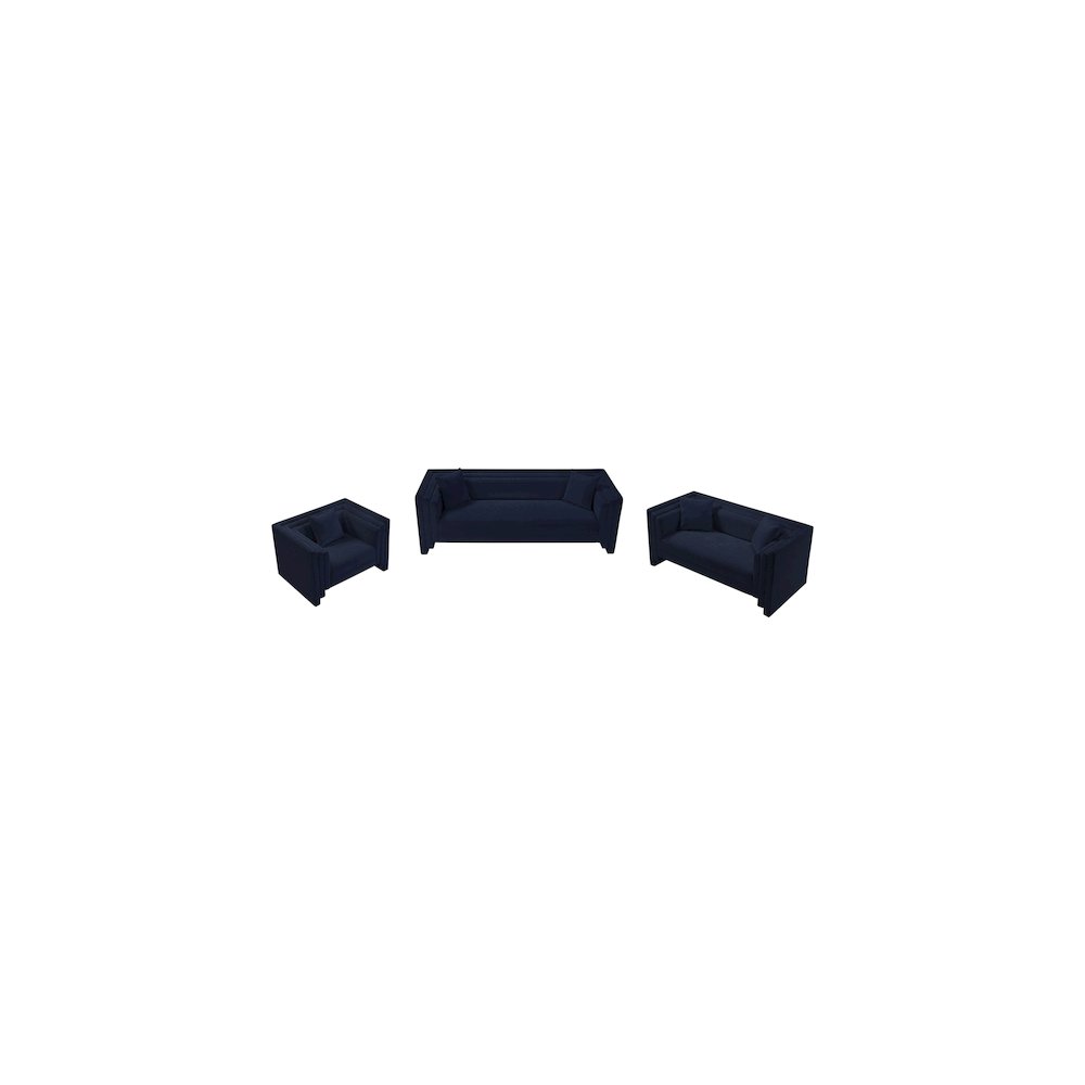 Everett Navy Chenille Fabric Loveseat. Picture 9