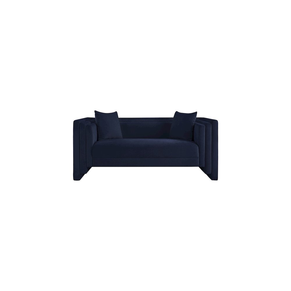 Everett Navy Chenille Fabric Loveseat. Picture 2