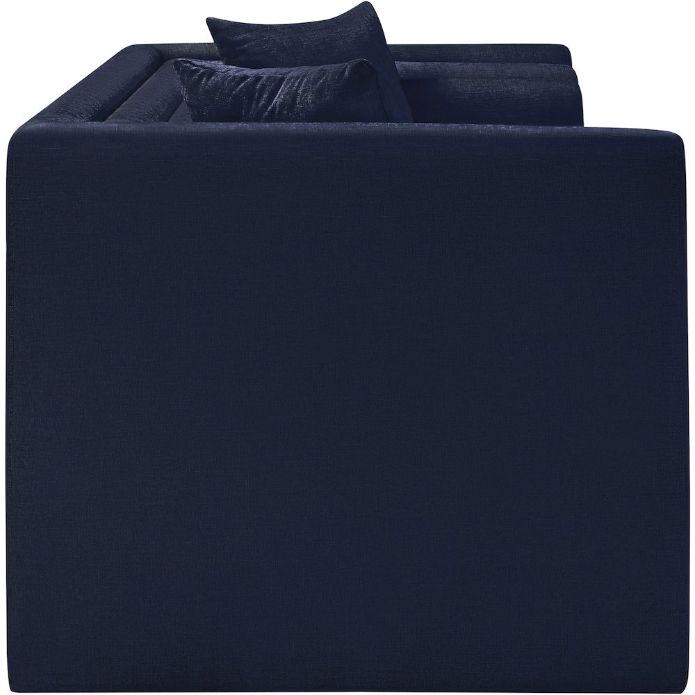 Everett Navy Chenille Fabric Loveseat. Picture 3