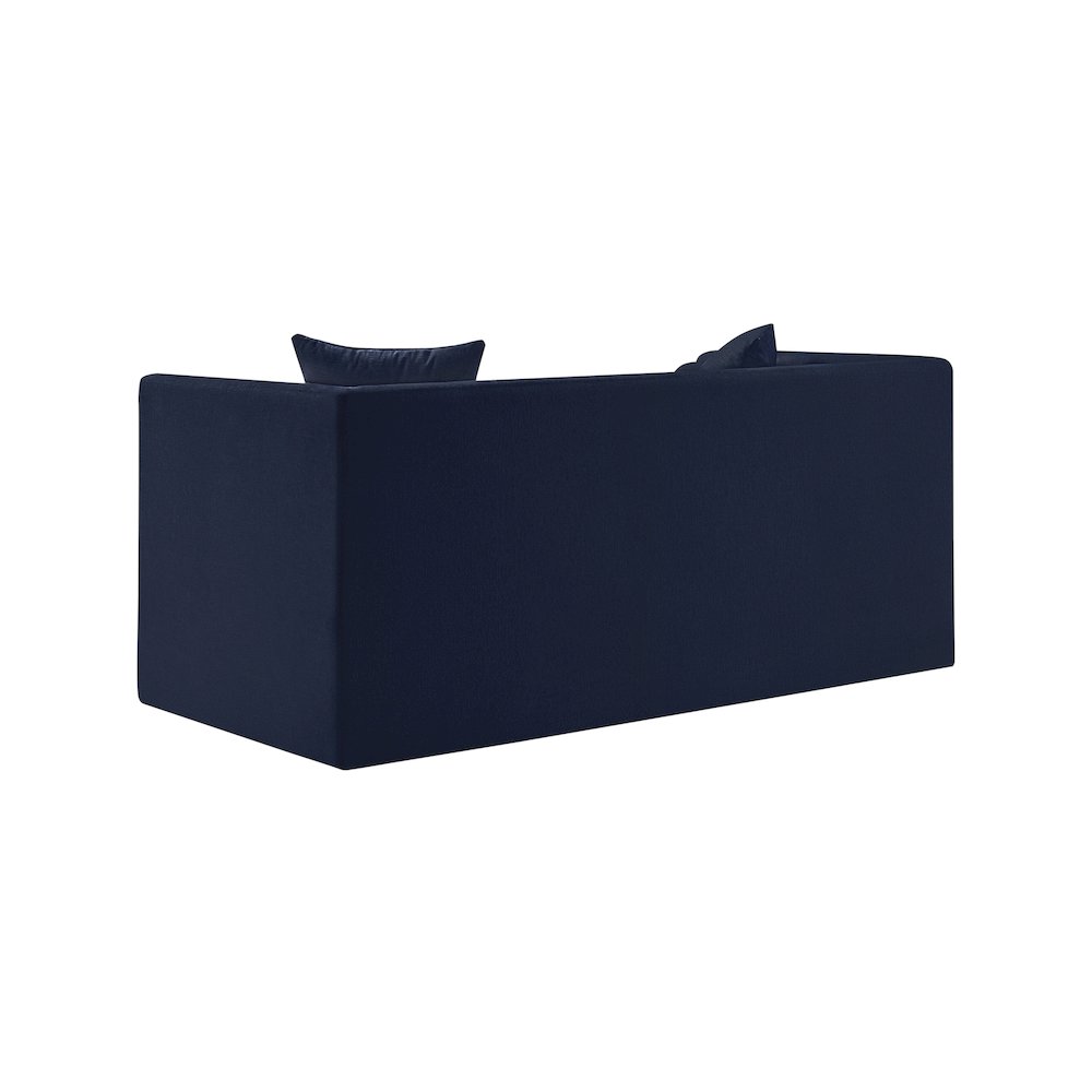 Everett Navy Chenille Fabric Loveseat. Picture 6