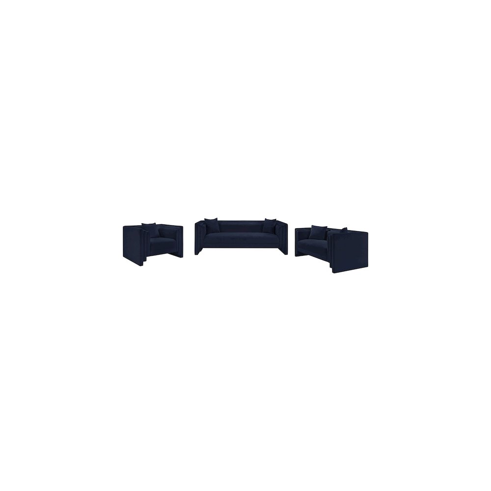 Everett Navy Chenille Fabric Loveseat. Picture 8