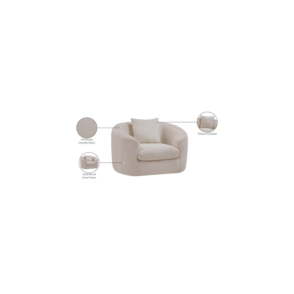 Penelope Beige Chenille Fabric Chair. Picture 13
