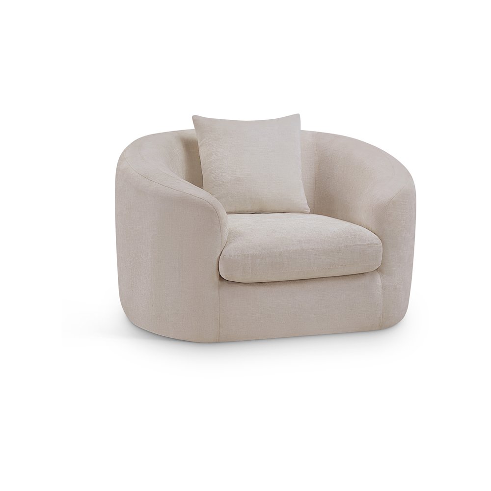 Penelope Beige Chenille Fabric Chair. Picture 1